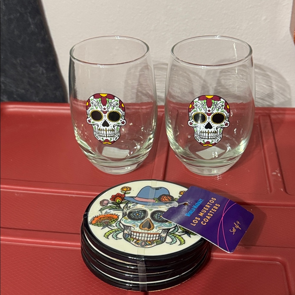 Los muertos Coasters and cup set